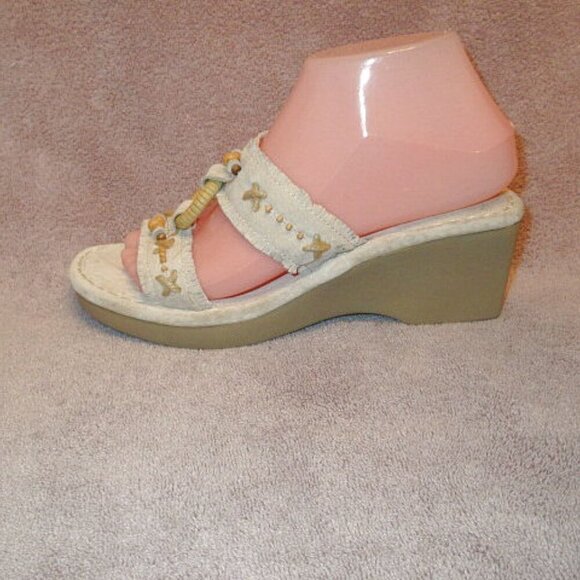 Earth Spirit Gelron Leather Sandals Size 7.5 Magnolia Wedge Slip On Comfort Cush - Picture 4 of 10